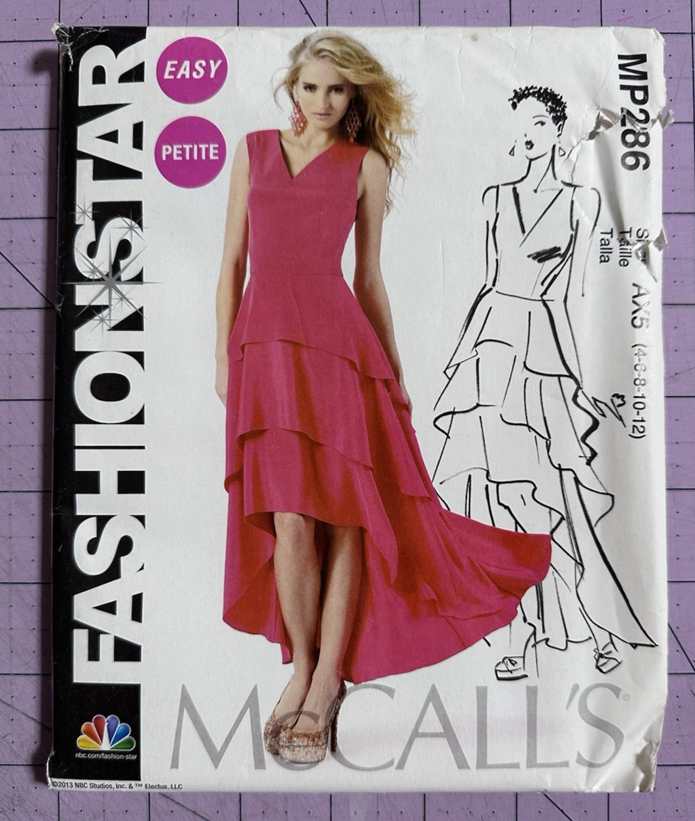 UNCUT McCalls 286 6698 Misses Dress Tiered Prom Party Dress Pattern 4-12
